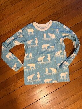 Winter water factory Light Blue Polar Bear Print Long-Sleeve Tee